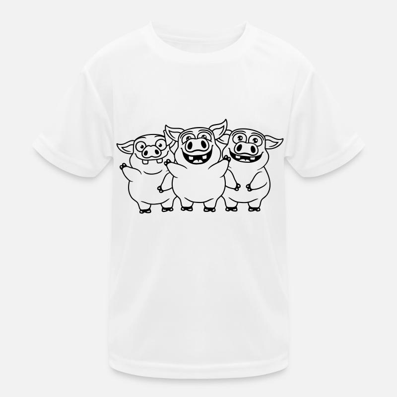 Freundliche lustige Schweine Team Kinder Funktions-T-Shirt