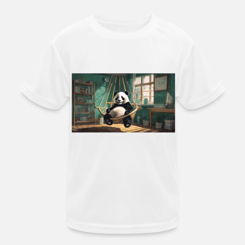 Cute animals chilling – panda chilling hammock Kids Functional T-Shirt