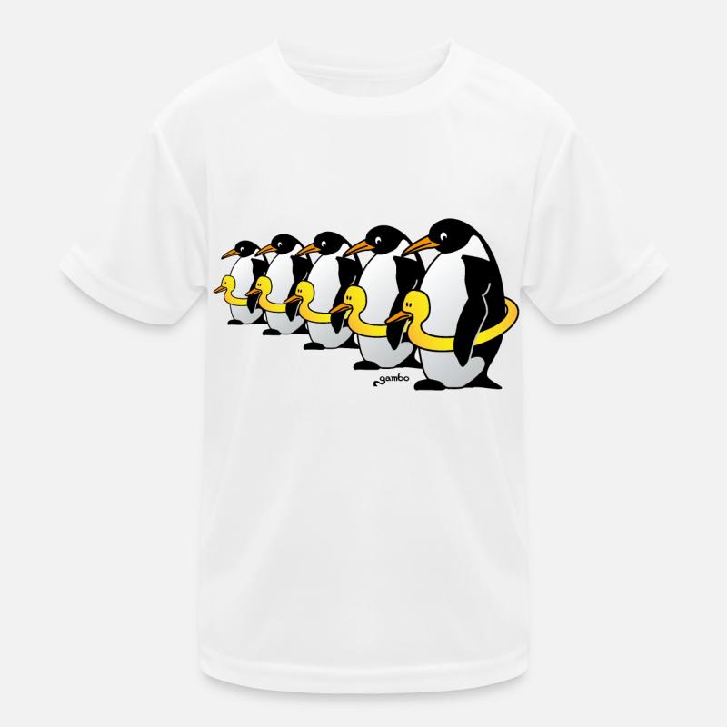 Pinguine mit Quietscheentchen - Kinder Funktions-T-Shirt - Weiß