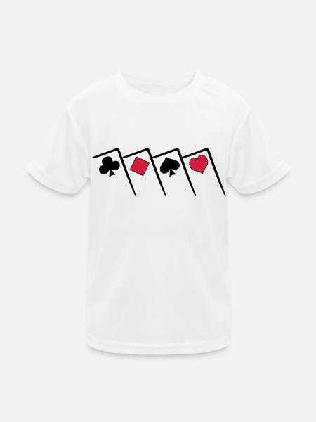 Pokern Poker all in Texas Holdem Karten Shirt - Kinder Funktions-T-Shirt - Weiß - Vorne