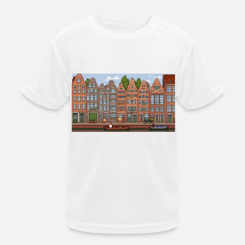 Stadtzentrum Amsterdam - Pixel Art Kinder Funktions-T-Shirt