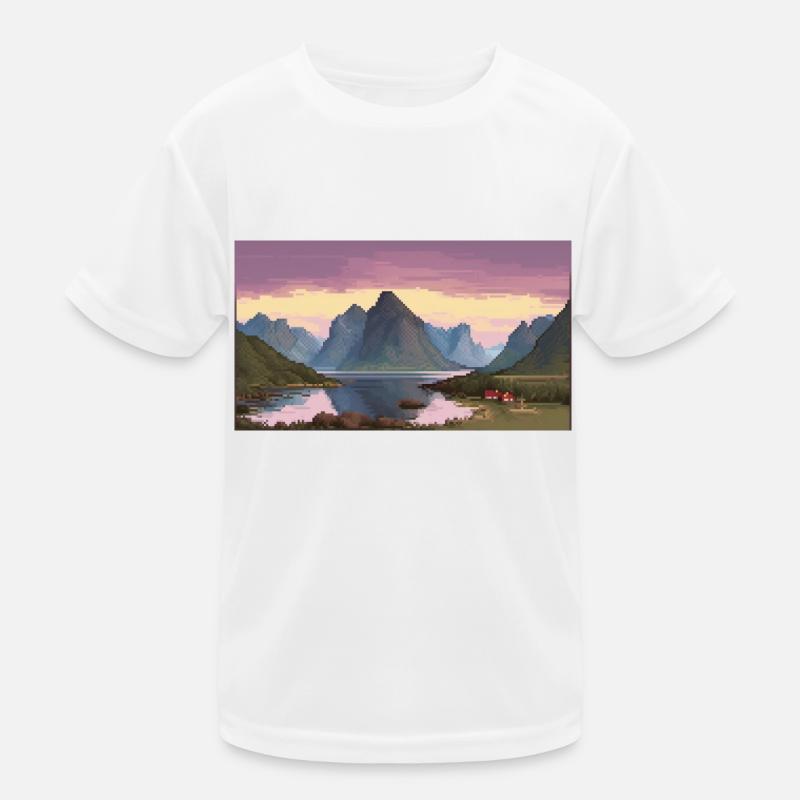 Lofoten Islands, Norway - Pixel Art Kids Functional T-Shirt