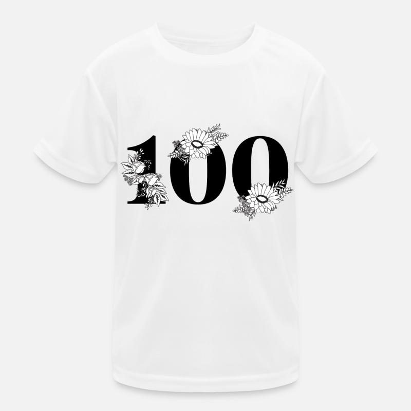 Schwarze Blumenzahl 100 - 100. Blumengeburtstag Kinder Funktions-T-Shirt