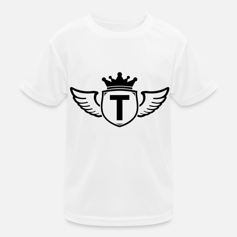 t,Anfangsbuchstabe, Name, - Kinder Funktions-T-Shirt - Weiß