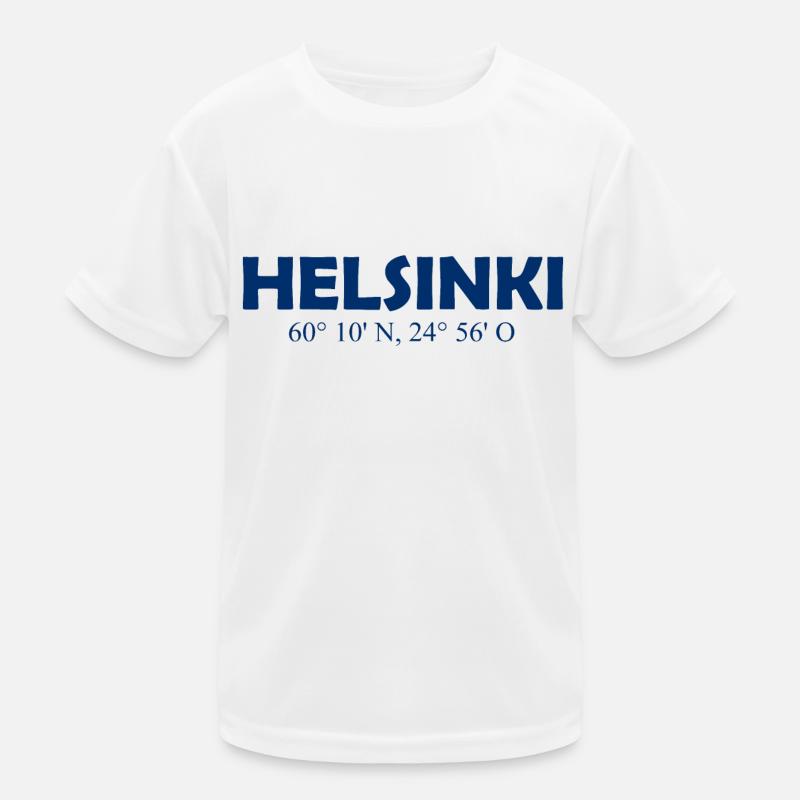 Helsinki Finland - Coordinates Longitude Latitude Kids Functional T-Shirt