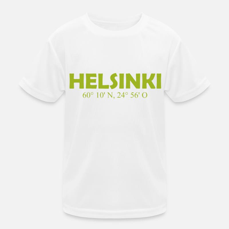 Helsinki Finland - Coordinates Longitude Latitude Kids Functional T-Shirt
