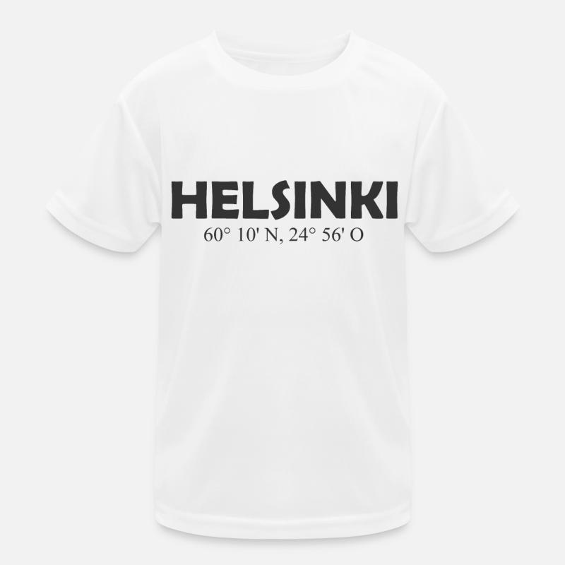 Helsinki Finland - Coordinates Longitude Latitude Kids Functional T-Shirt