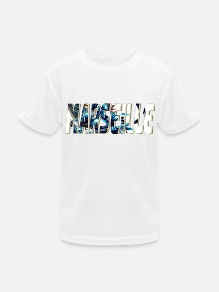 Marseille stylized comic book design - Kids Functional T-Shirt - white - Front