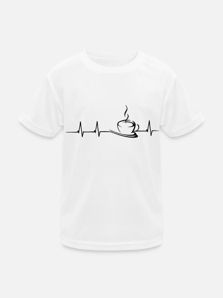 Kaffee Herzschlag - Kinder Funktions-T-Shirt - Weiß