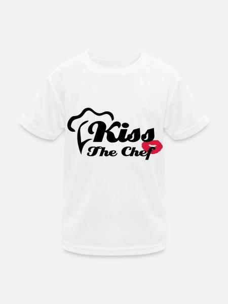 Kiss The Chef - Kinder Funktions-T-Shirt - Weiß - Vorne