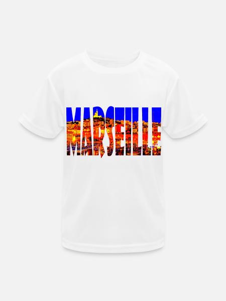 Marseille Stadt - Kinder Funktions-T-Shirt - Weiß - Vorne