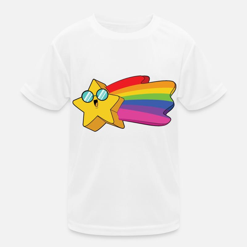 Stern Regenbogen - Kinder Funktions-T-Shirt - Weiß