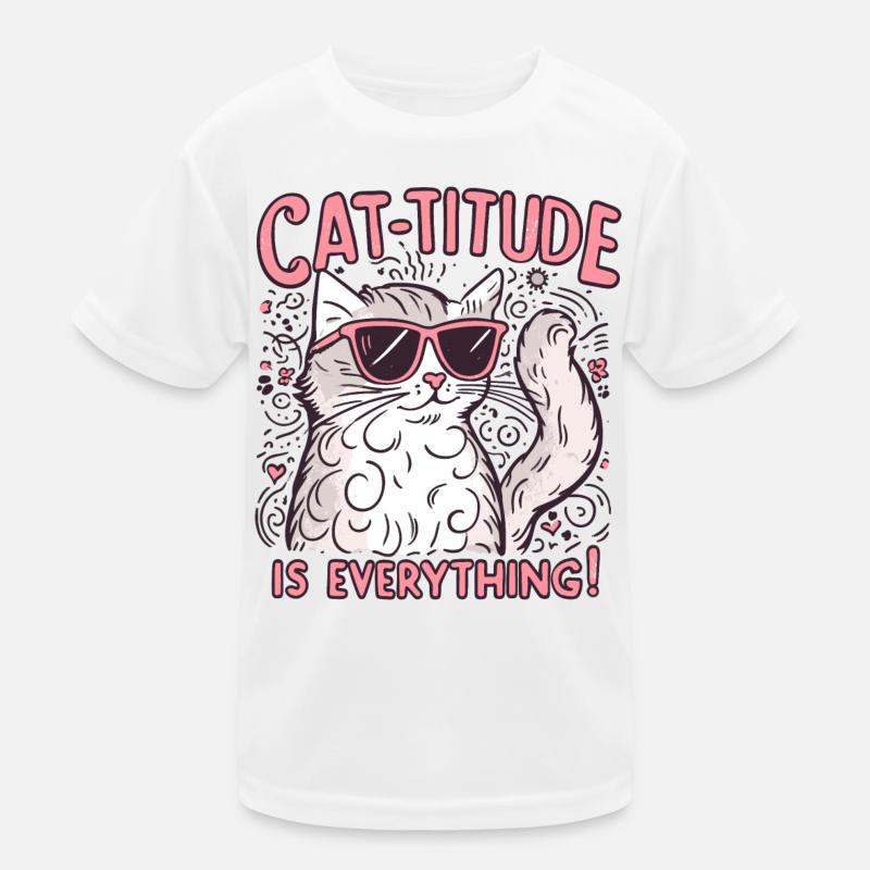 cat titude is everything Kids Functional T-Shirt