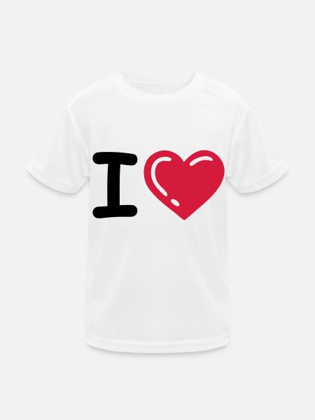 I heart / I love (Herz) 04.0 - Kinder Funktions-T-Shirt - Weiß - Vorne
