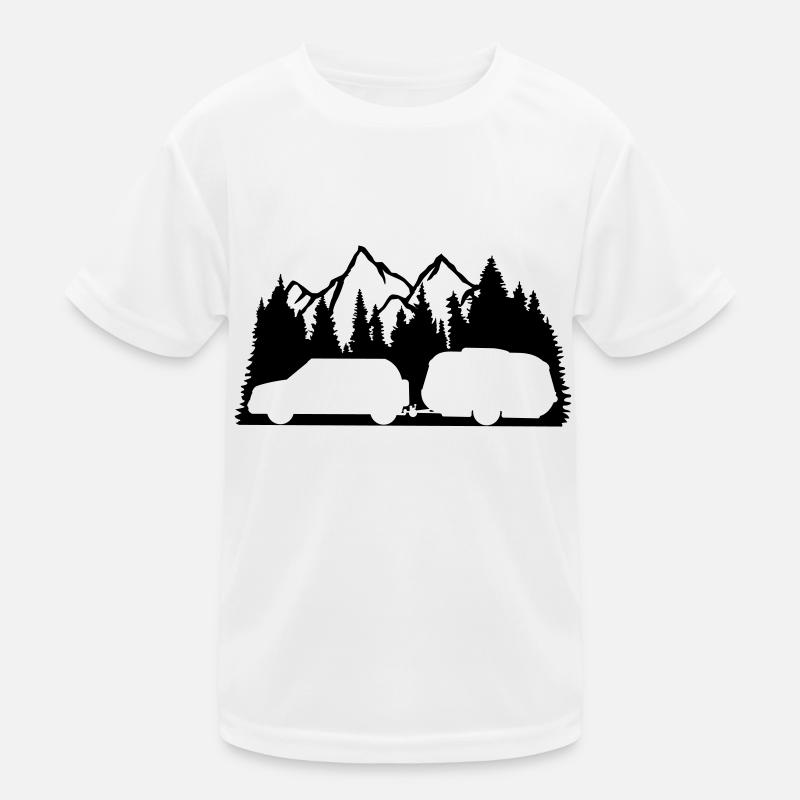 forest mountains fir mountains caravans Kids Functional T-Shirt