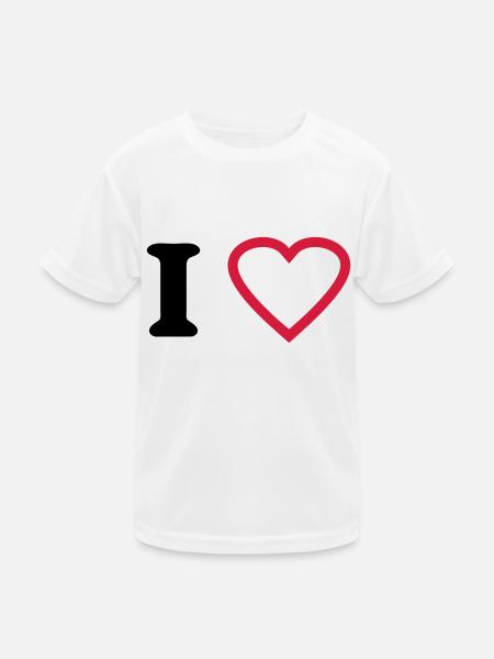 i love - Kinder Funktions-T-Shirt - Weiß - Vorne