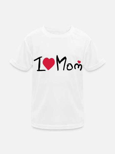 I heart Mom - Kinder Funktions-T-Shirt - Weiß - Vorne