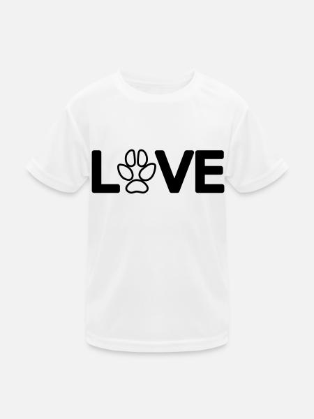 Love Hundepfote 2 Vector - Kinder Funktions-T-Shirt - Weiß - Vorne