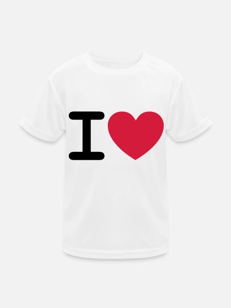 I *heart* - Kinder Funktions-T-Shirt - Weiß - Vorne