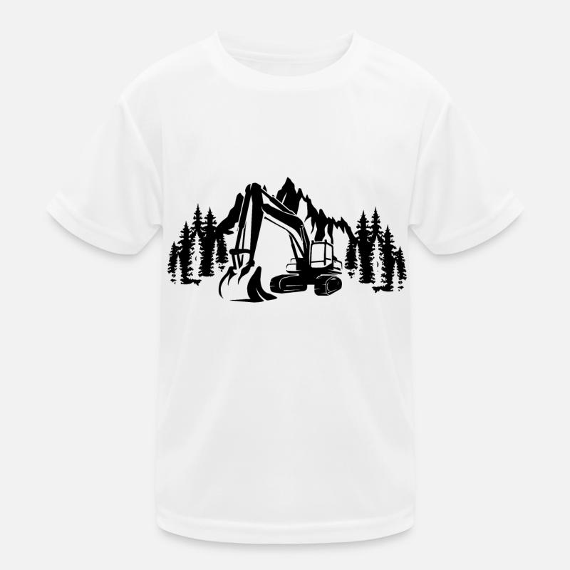 Bergwald Geschenk Baggerfahrer Silhouette Kinder Funktions-T-Shirt