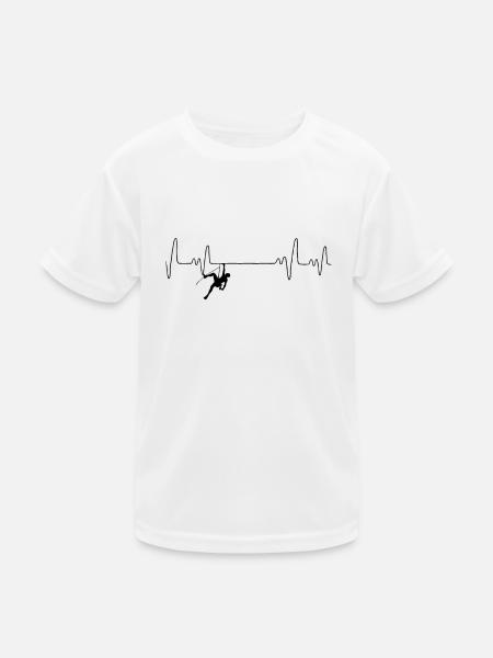 Klettern Climbing Bergsteigen Herzschlag EKG - Kinder Funktions-T-Shirt - Weiß - Vorne