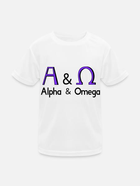 Alpha und Omega - Kinder Funktions-T-Shirt - Weiß - Vorne