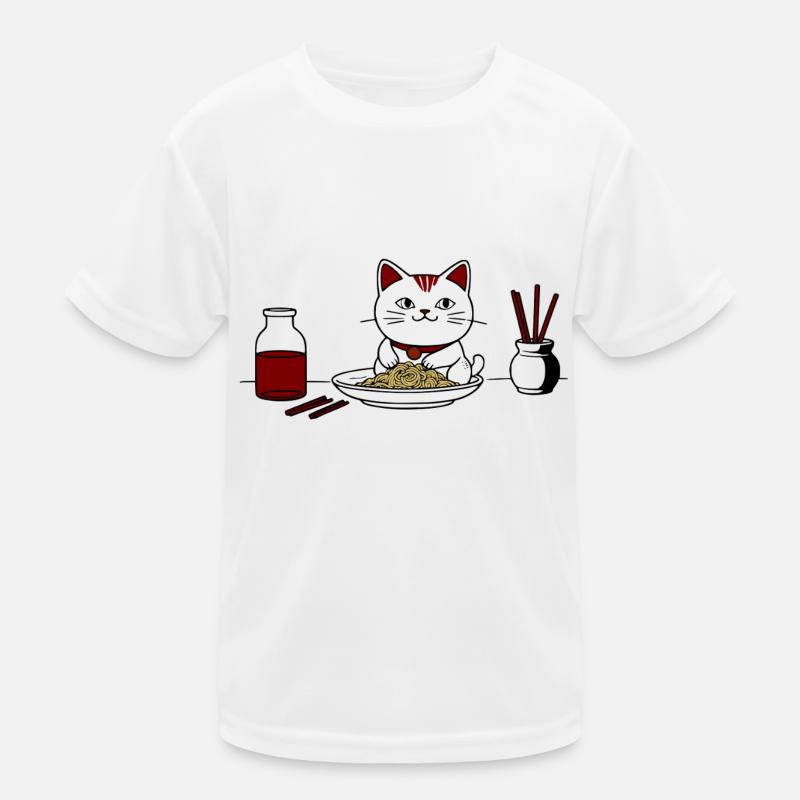Katze und Ramen Kinder Funktions-T-Shirt