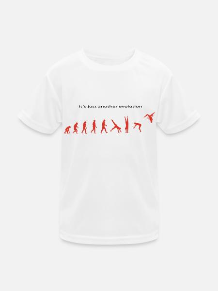 Evolution - Kinder Funktions-T-Shirt - Weiß - Vorne