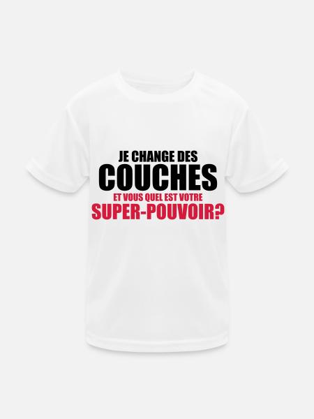 je change des couches et vous quel est votre - T-shirt sport Enfant - blanc - Devant