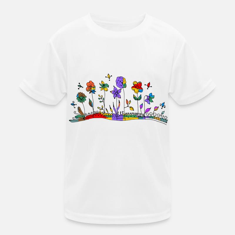 Blumen - Kinder Funktions-T-Shirt - Weiß