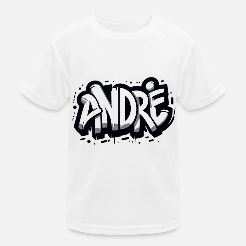 André Name First name Graffiti Kids Functional T-Shirt