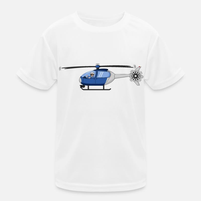 Pilot and helicopter blue and white Kids Functional T-Shirt