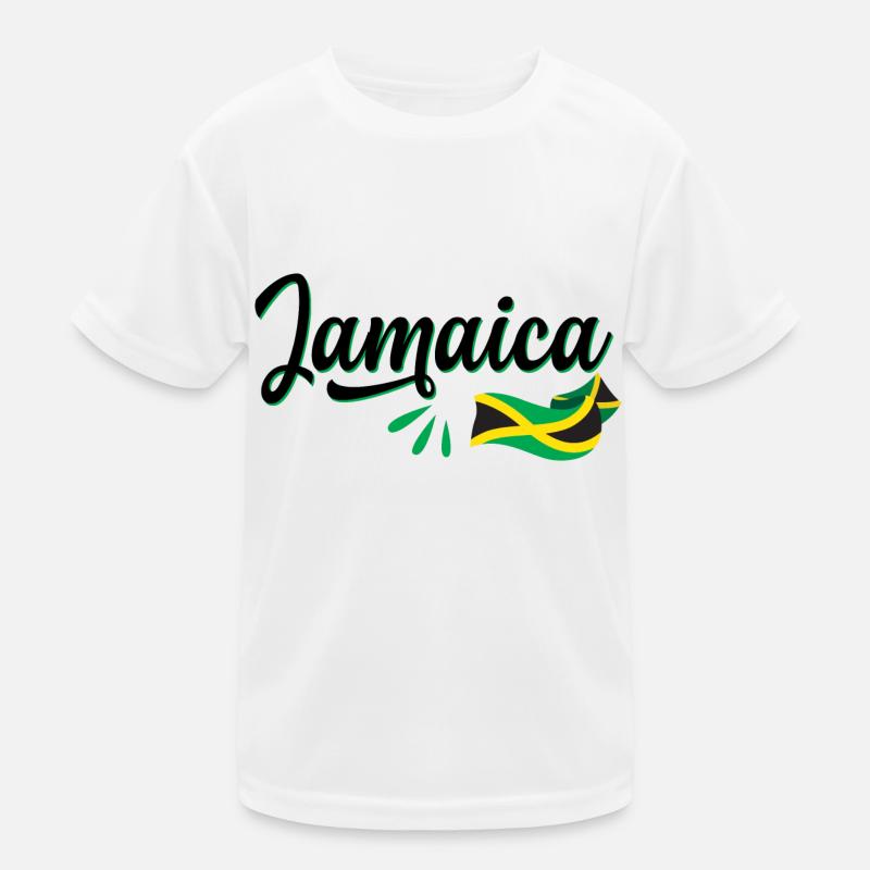 Jamaica flag and stylized Jamaican script Kids Functional T-Shirt