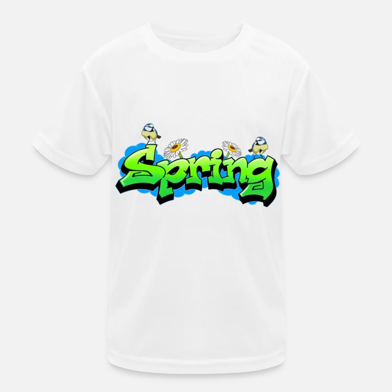 Spring Spring Graffiti 2023 Bird Flower Design Kids Functional T-Shirt
