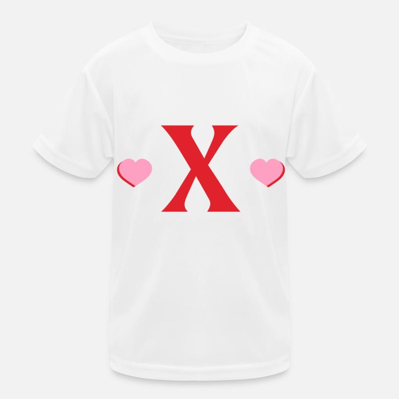 Buchstabe x Rote Herzen Kinder Funktions-T-Shirt