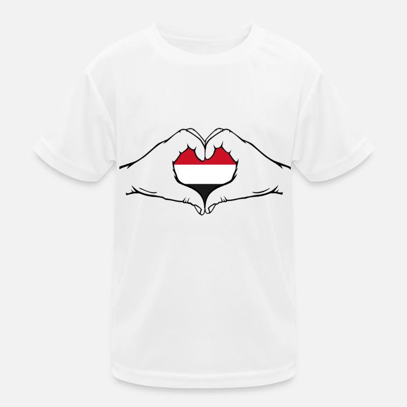Yemen Flag Heart Shape Kids Functional T-Shirt