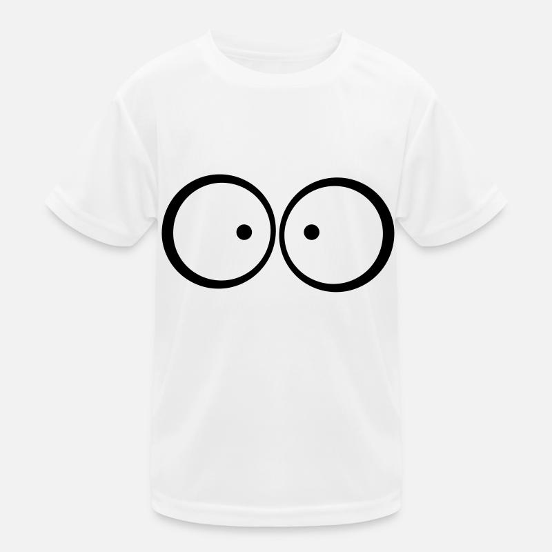 Ängstliche schielende blaue Comic Augen Kinder Funktions-T-Shirt