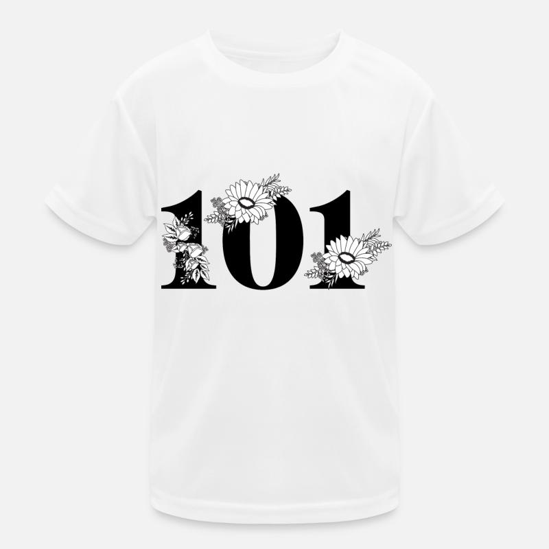 Nummer 101 Schwarze Blumen - 101. Blumengeburtstag Kinder Funktions-T-Shirt