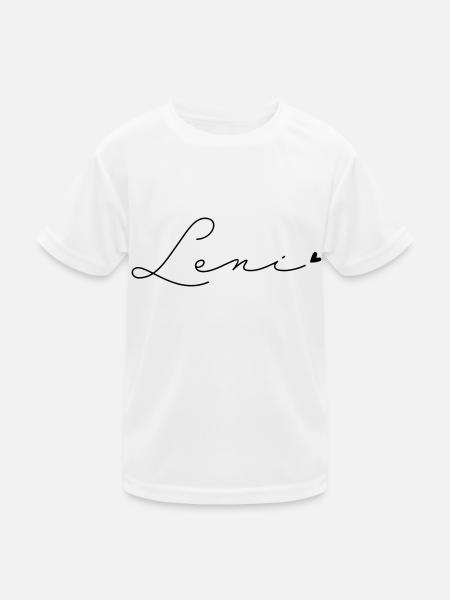 Name Leni - Kinder Funktions-T-Shirt - Weiß - Vorne