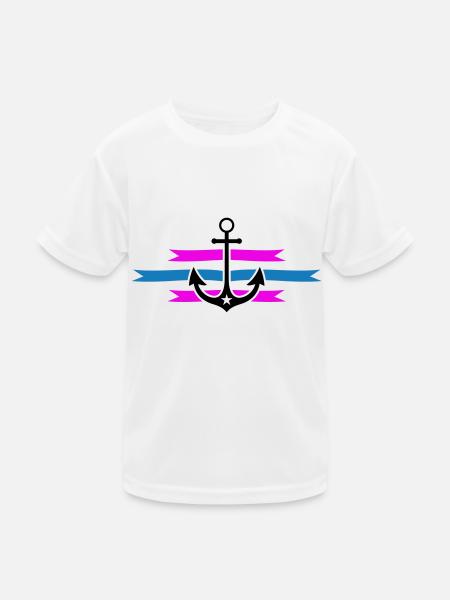 anker - Kinder Funktions-T-Shirt - Weiß - Vorne
