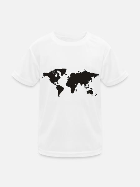 Welt - Erde - Karte - Landkarte - Kinder Funktions-T-Shirt - Weiß