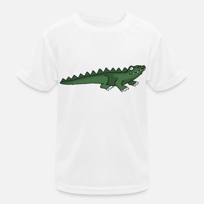 Krokodil - Kinder Funktions-T-Shirt - Weiß