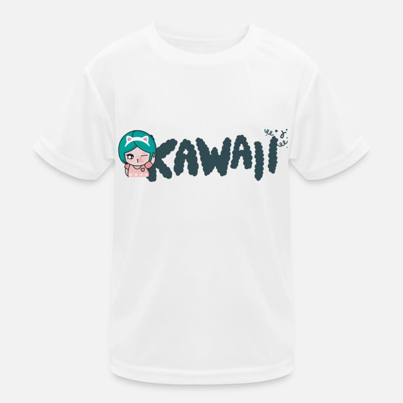 Kawaii - Süsses Mädchen - Kinder Funktions-T-Shirt - Weiß