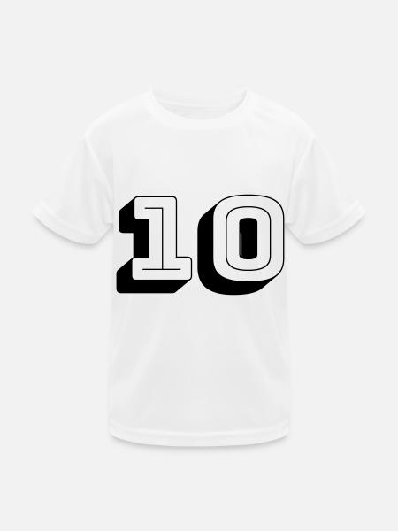 Trikotnummer - Zehn - Zahl - Kinder Funktions-T-Shirt - Weiß - Vorne