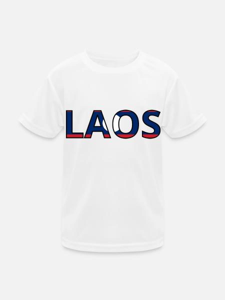 Flagge von Laos - Kinder Funktions-T-Shirt - Weiß - Vorne