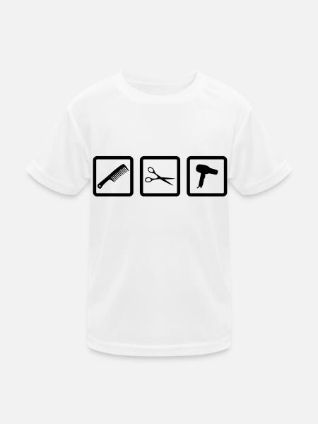 Friseurin Friseur Gear Kamm Schere Fön - Kinder Funktions-T-Shirt - Weiß - Vorne