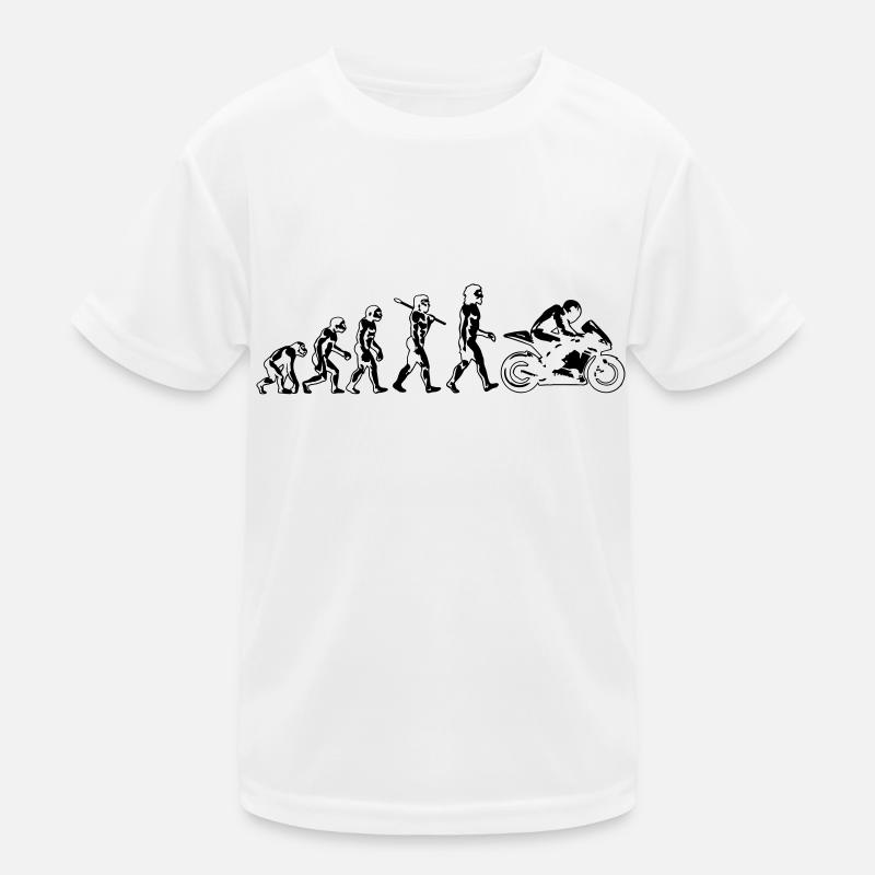 motorcycle evolution flat white print - Kids Functional T-Shirt - white
