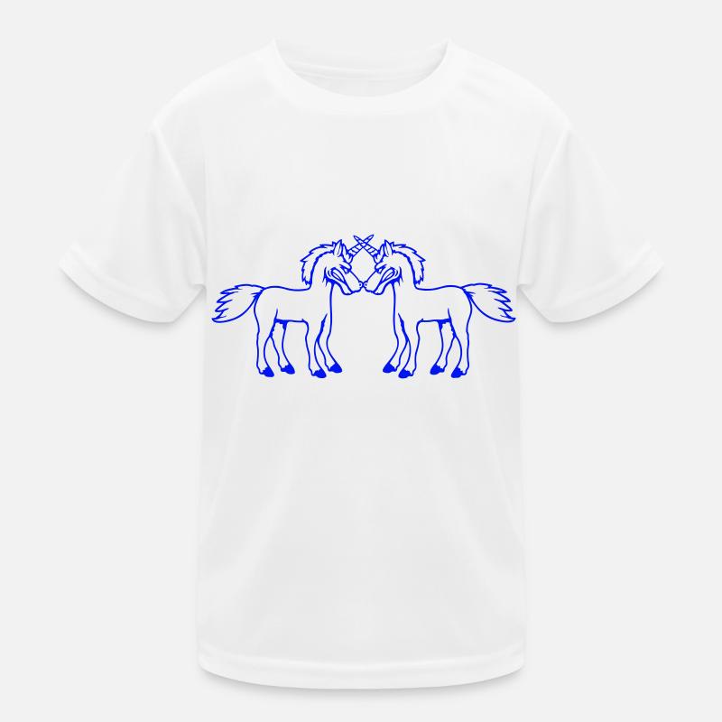 2 Einhörner Kampf Böse Wütend Angriff Duell Team Kinder Funktions-T-Shirt