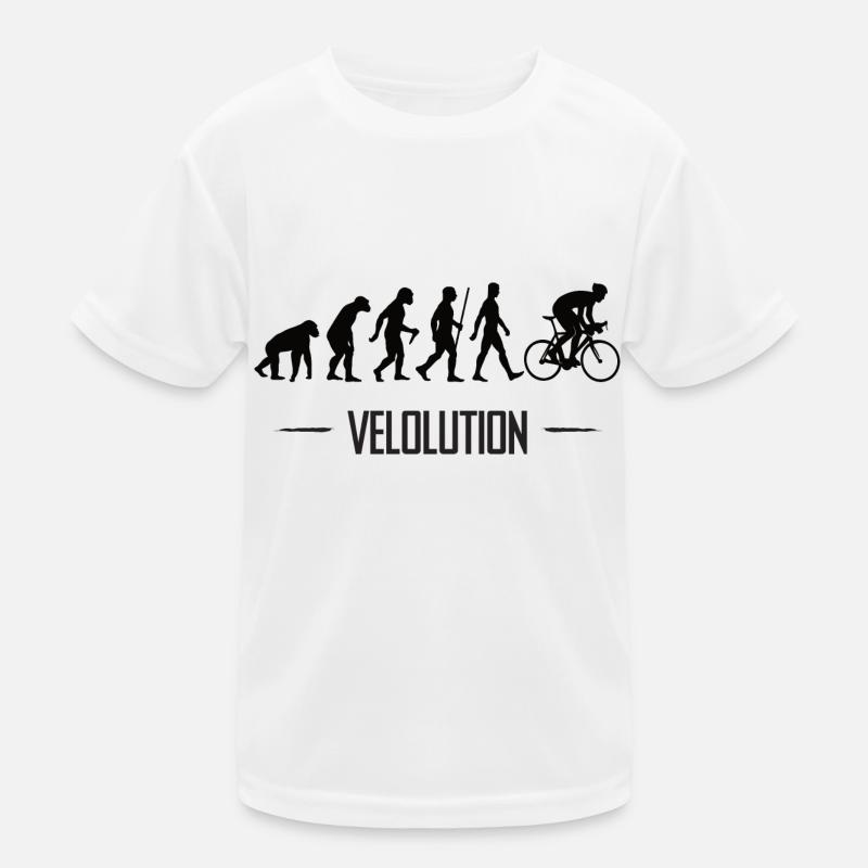 Velolution Radfahrer Evolution Fahrrad - Kinder Funktions-T-Shirt - Weiß