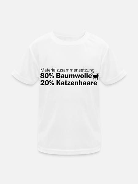 Materialzusammensetzung: 80% Baumwolle, 20% Katzen - Kinder Funktions-T-Shirt - Weiß - Vorne